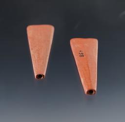 Pair of Trapezoidal Beads. Found at the Townley Reed Site in Geneva, New York. Circa 1710-1745.