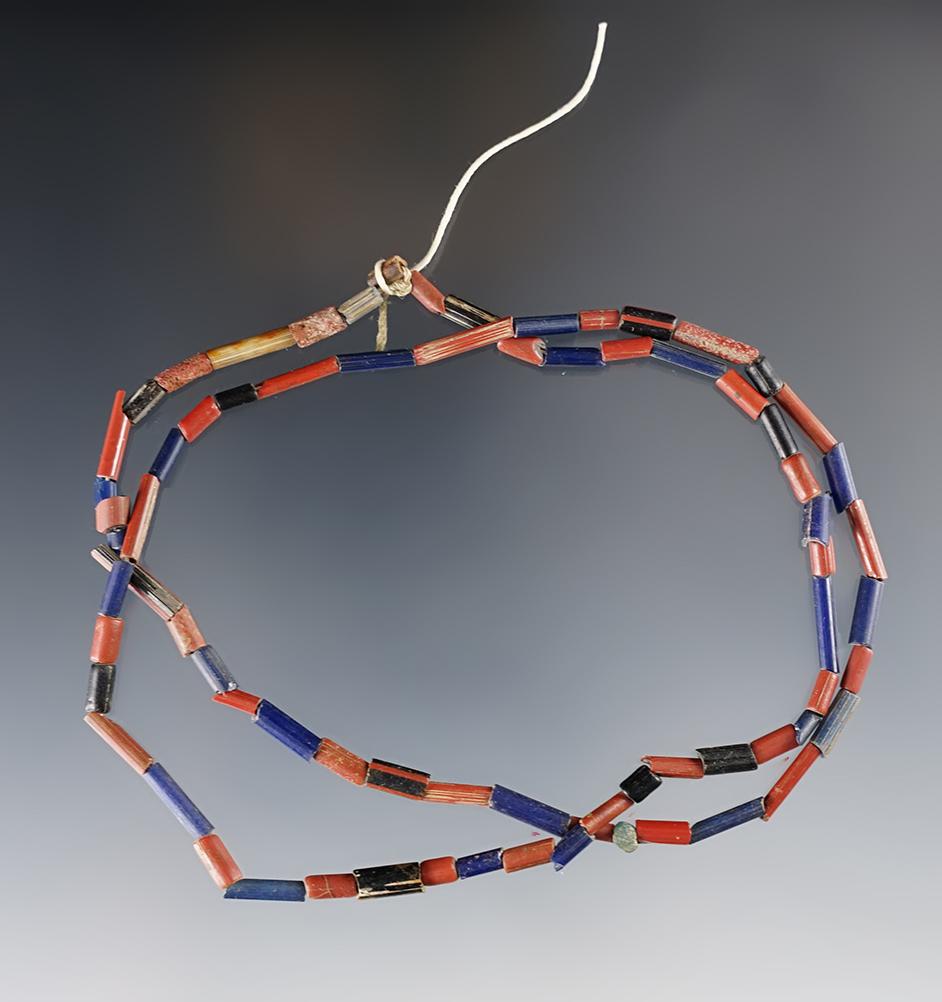 22" Strand of  Tubular Beads - Dann Site in Lima, Monroe Co., New York. Circa 1655-1675.