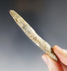 3 1/2" Archaic Bevel  - "Indiana Green" Chert. Kendallville, Noble Co., Indiana. Ex. Katz, Mullis.