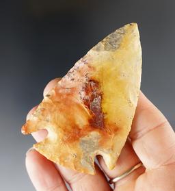 2 15/16" exceptionally fine Kirk Cornernotch found in the Missouri area. Made from colorful Chert.