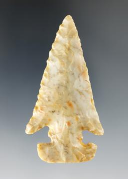 Exceptional 2 11/16" Thebes "E" Notch - colorful Flint Ridge Flint. Logan Co., Ohio. Ex.  Rhoades.