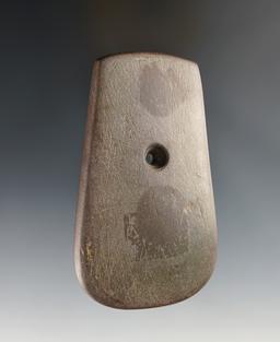 3 7/16" Trapezoidal Pendant made from brown and black Banded Slate. Found in Ohio.