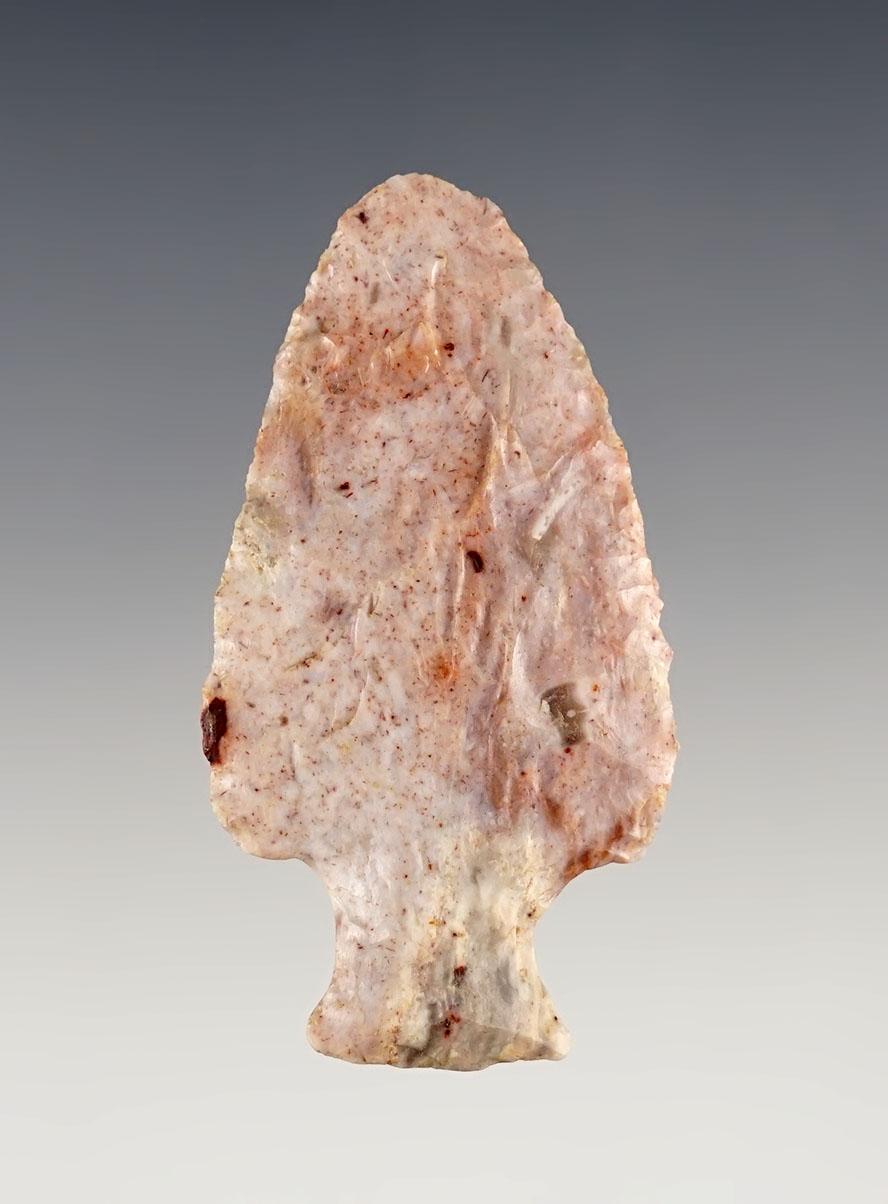 2 1/4" Bottleneck found in Richland Co., Ohio made from highly colorful Flint Ridge Flint.