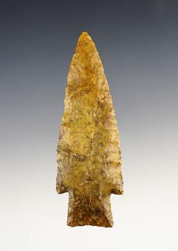 3 3/8" Hardin found in Jefferson Co., Missouri. Made from river patinated chert. Bennett COA.