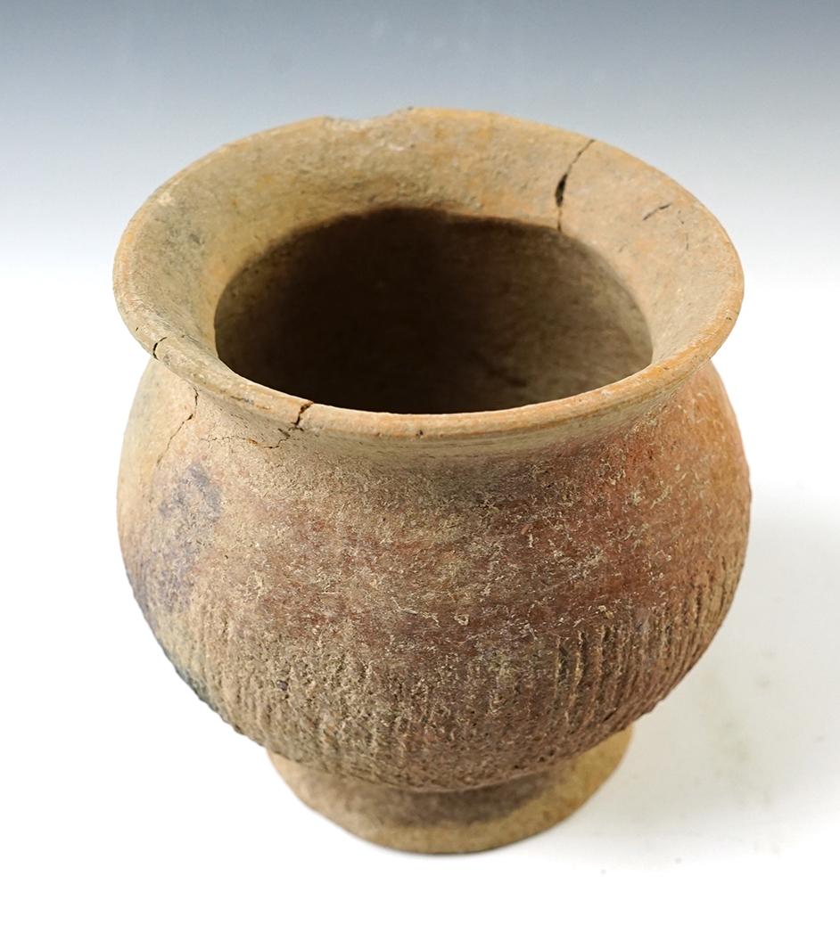 4 5/8" tall by 4 1/4" wide Ban Chiang  Pottery Vessel recovered in Thailand.