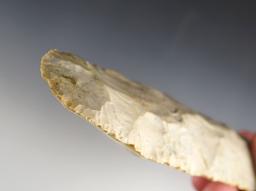 Nicely made 6 1/2" Flint Celt made from Burlington Chert. Found in Madison Co., Illinois.