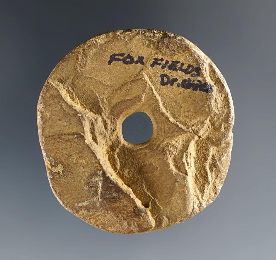 1 3/4" drilled and highly engraved Stone Disc - Fox Field Site in Mason Co., Kentucky.