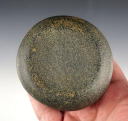 Fine 3 1/4" Discoidal - Diorite. Found by Martin Bauer 6-4-71, in Meade Co., Kentucky.