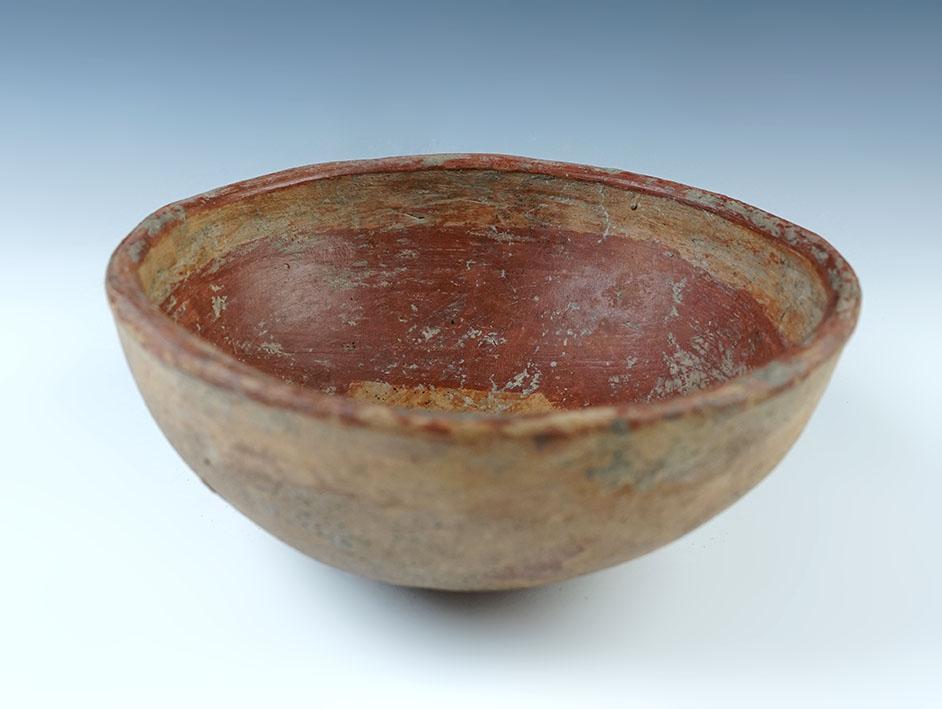 7 3/8" wide by 3" tall solid condition PreColumbian Pottery Bowl recovered in Mexico.