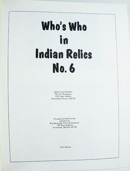 Hardback Book: Who's Who in Indian Relics #6, by Ben Thompson. First edition.