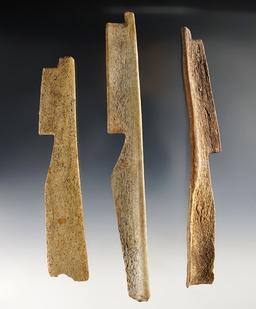 Set of 3 nice Inuit Net Gauges found in Alaska. The largest is 7 1/4".