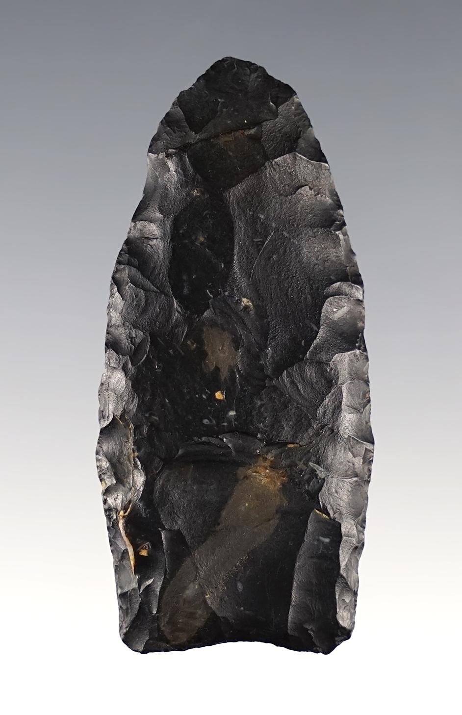 2 3/8" Paleo Clovis made from Zaleski Flint. Found in Licking Co., Ohio. Bennett COA.