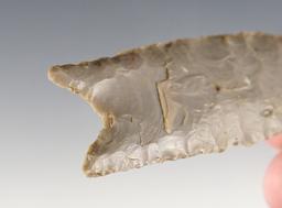 Classic 3 3/8" Paleo Fluted Clovis that is very well made. Found in Whitley Co., Indiana.