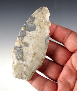 4" Paleo Stemmed Lanceolate made from Coshocton Flint. Found in the Ohio area. Ex. Bill Likens.