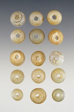 Set of 15 Opal Wire Wound Beads recovered at the Townley Reed Site in Geneva, New York.