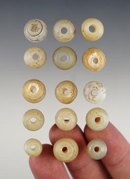 Set of 15 Opal Wire Wound Beads recovered at the Townley Reed Site in Geneva, New York.