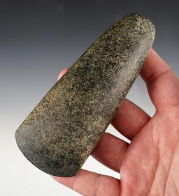 5 7/16" Celt made from Hardstone with a nicely polished bit. Found in Defiance Co., Ohio.