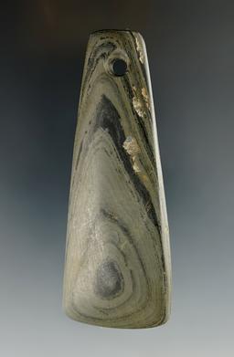 3 5/8" Trapezoidal Pendant made from highly banded slate found in Jackson Co., Ohio.