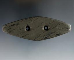 4 1/4" Banded Slate Expanded Center Gorget found in Wood Co., Ohio.