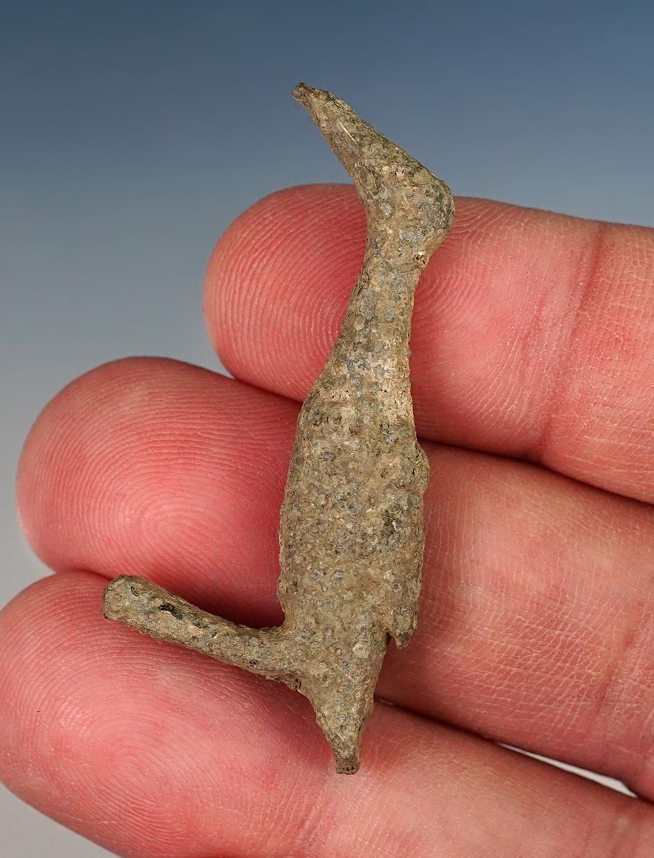 2" Lead Bird Effigy recovered at the Power House Site in Lima, New York.