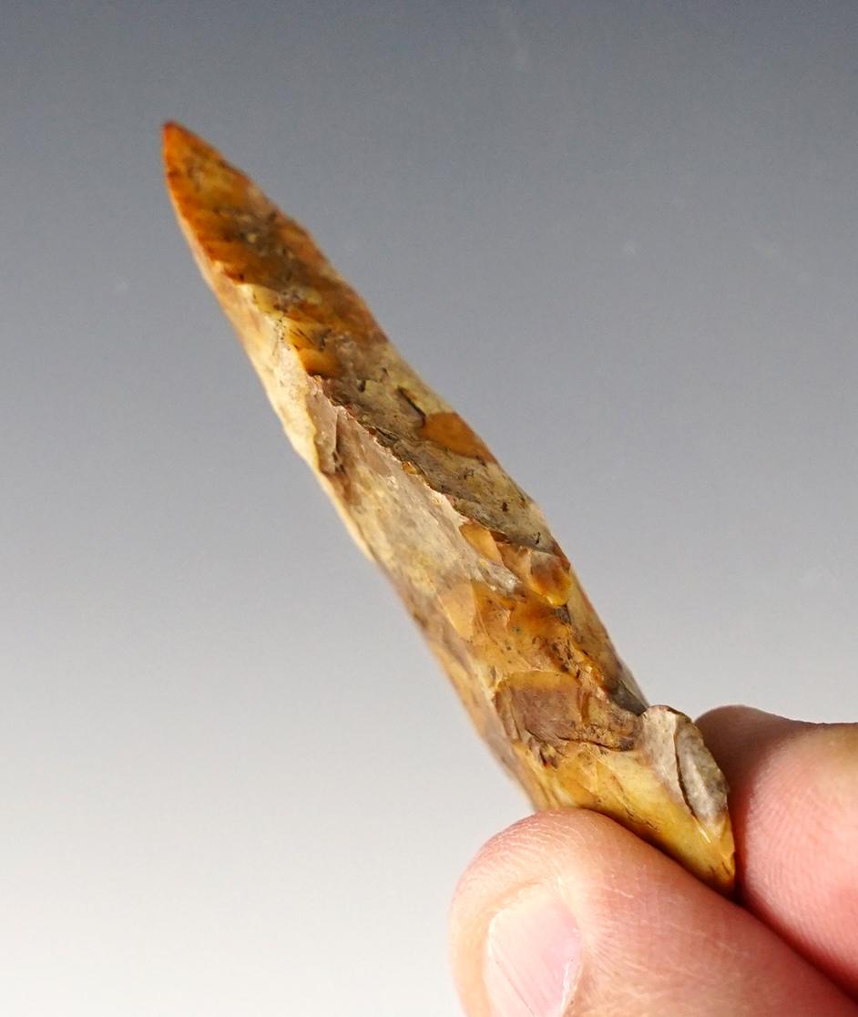 Stunning color on this 2 1/4" Archaic Bevel found in Indiana.