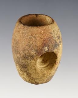 Well made 1 5/8" tall Sandstone Vasiform Pipe found in Michigan. Well patinated.