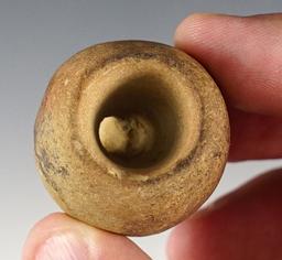 Well made 1 5/8" tall Sandstone Vasiform Pipe found in Michigan. Well patinated.