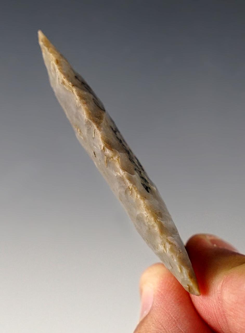 2 5/16" Paleo Fluted Clovis found near the Black Fork River in Loudonville, Ashland Co., Ohio.