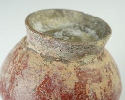 4 1/4" tall by 5" wide Ban Chiang Pottery Vessel with excellent age on surface. Recovered in Thailan