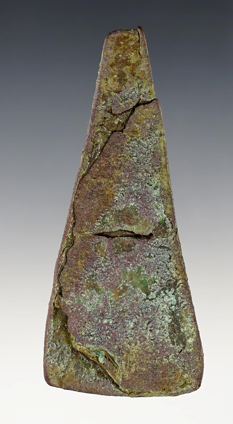 3 3/4" Hopewell Copper Celt found in Keweenaw, Michigan. A well patinated example.