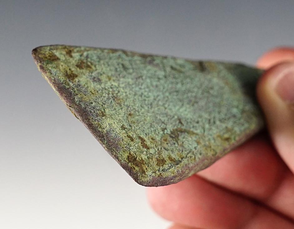 3 3/4" Hopewell Copper Celt found in Keweenaw, Michigan. A well patinated example.