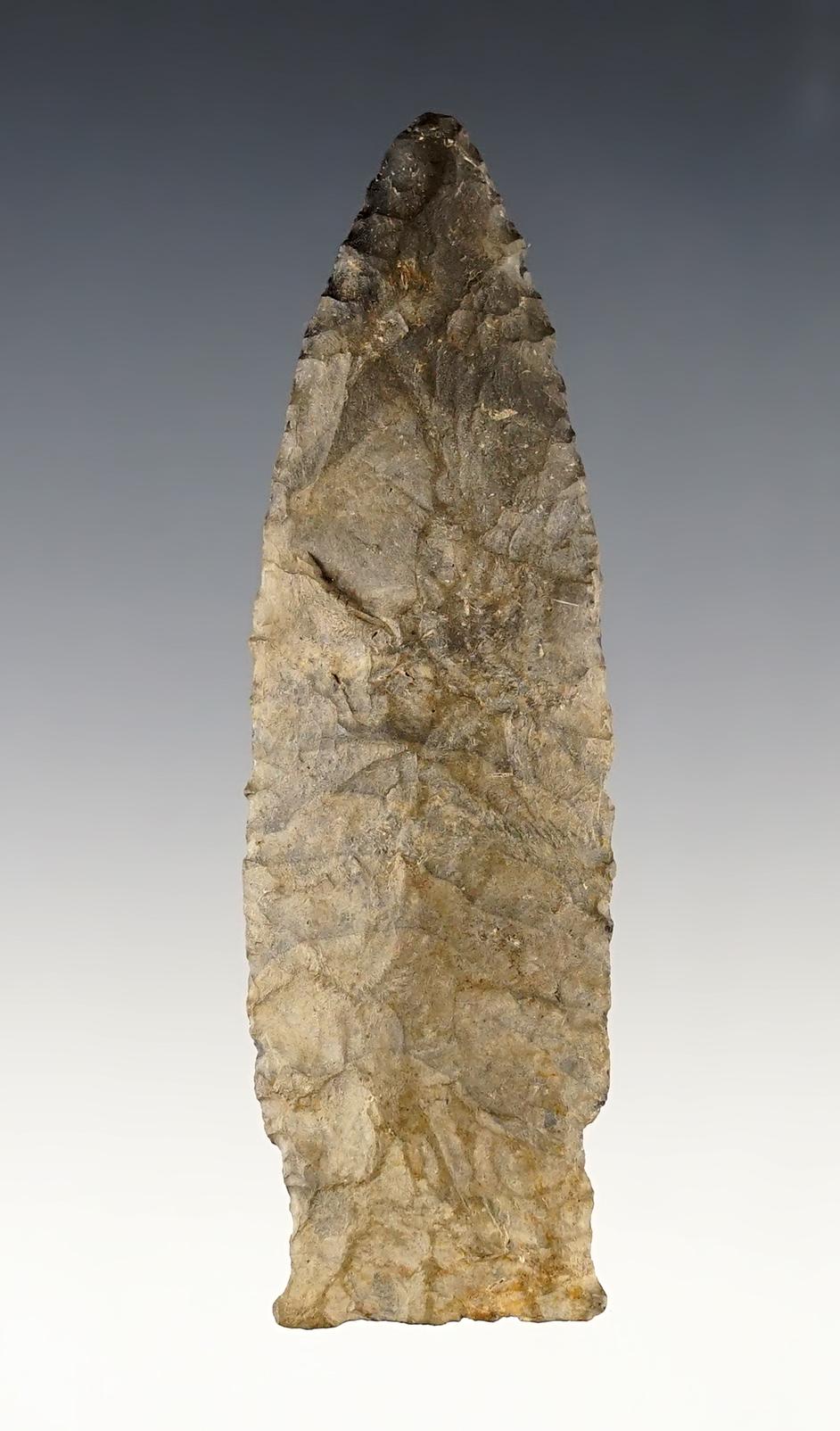 Classic 3 9/16" Paleo Stringtown Lanceolate found in Stark Co., Ohio. Ex. Lar Hothem.