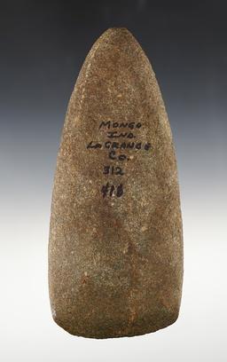 Large 6 15/16" Hardstone Adze found near Mongo, LaGrange Co., Indiana.