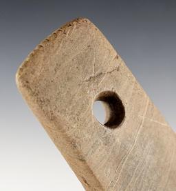 Nice 4 1/16" Trapezoidal Pendant found in Wood Co., Ohio with faint tally marks on the top.