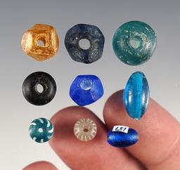 Set of 9 desirable Beads - Townley Reed Site in Geneva, New York. Circa 1710-1745.