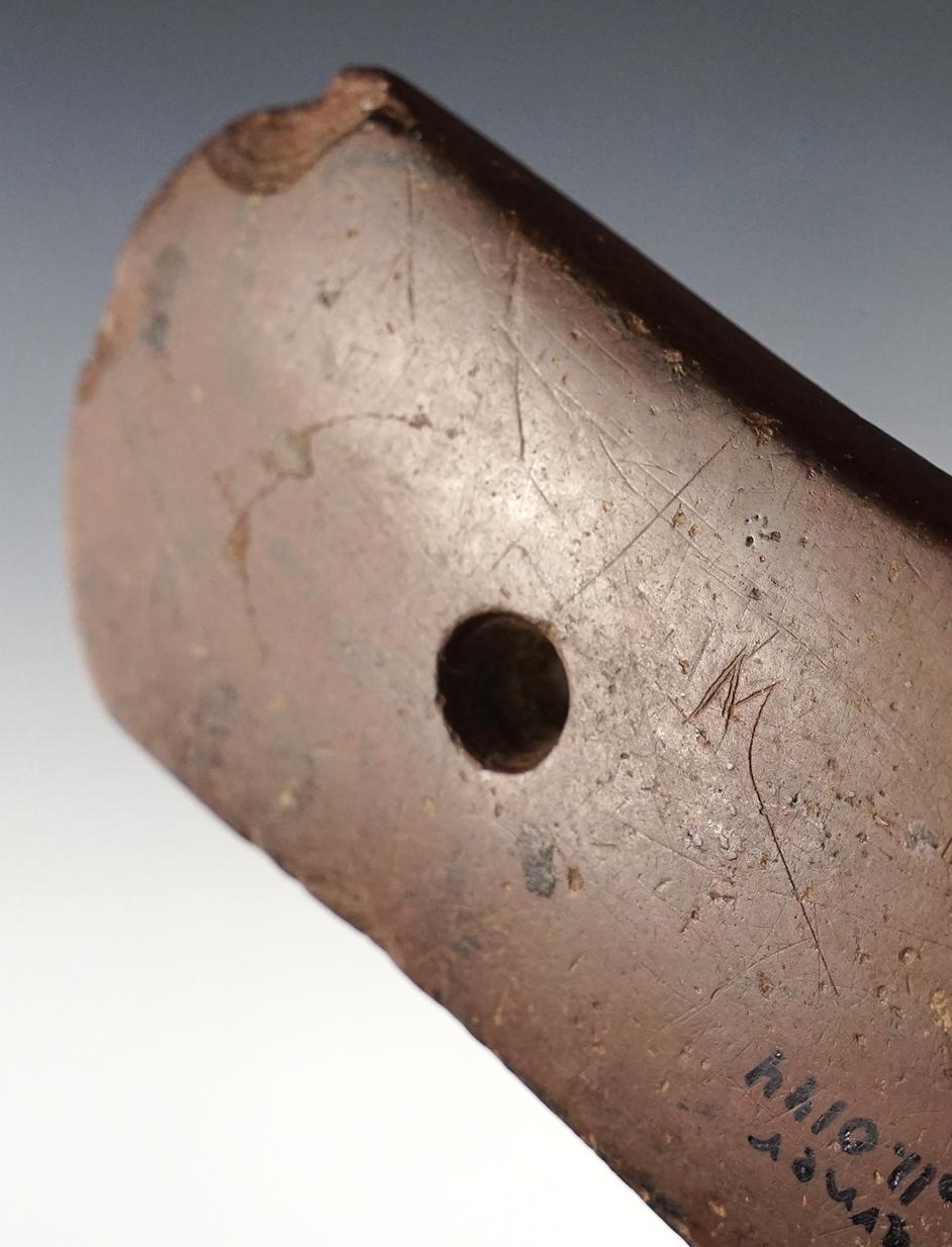 4 1/2" Keyhole Pendant - finder scratched their initials on the surface. Ohio. Pictured.