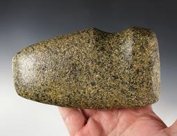 5 7/8" long 3/4 Grooved Axe made from Hardstone. Found in Pulaski Co., Indiana.
