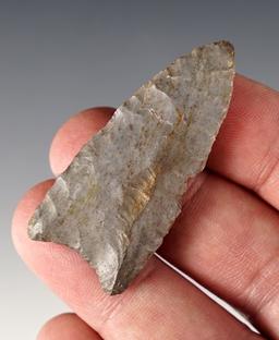 2" Fluted Paleo Clovis found in Mercer Co., Kentucky. Made from high-grade Flint. Dickey COA.