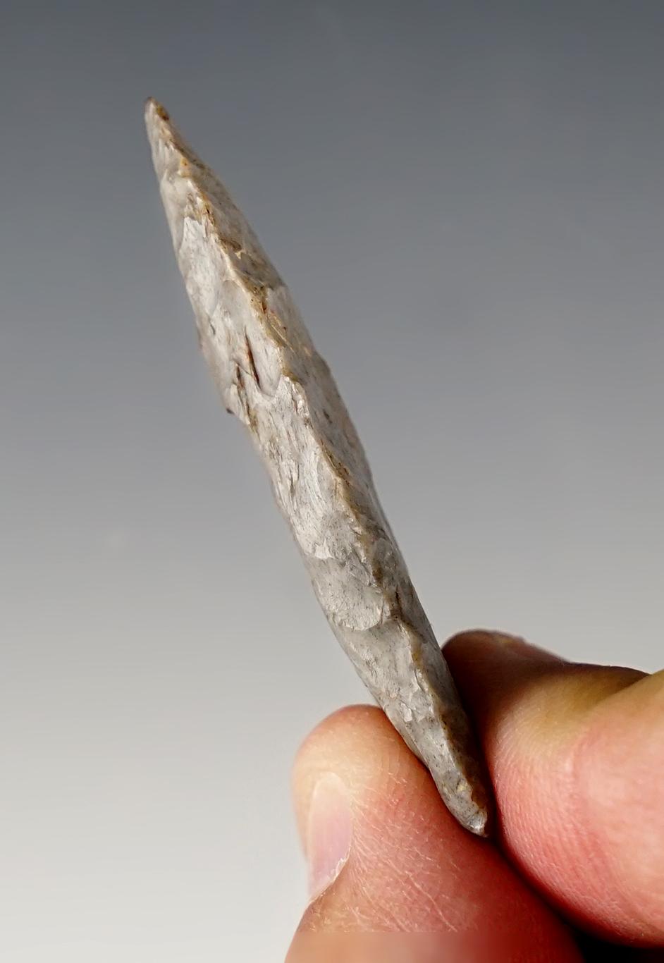 2" Fluted Paleo Clovis found in Mercer Co., Kentucky. Made from high-grade Flint. Dickey COA.