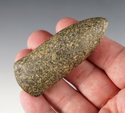 Miniature 3" Flared Bit Celt that is nicely styled from Hardstone. Found in Wood Co., Ohio.
