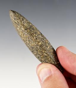 Miniature 3" Flared Bit Celt that is nicely styled from Hardstone. Found in Wood Co., Ohio.