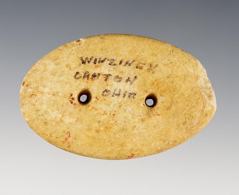 2 5/8" Quartz Gorget found in Canton, Ohio. Ex. Wes Adkinson collection.