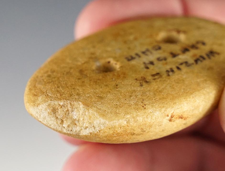 2 5/8" Quartz Gorget found in Canton, Ohio. Ex. Wes Adkinson collection.