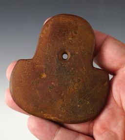 3 1/8" Shovel or Spud type Pendant made from patinated red Sandstone. A well made example.