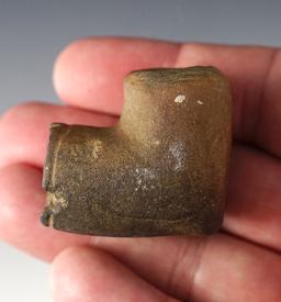 1 1/2" Sandstone Elbow Pipe with incised lin. Feurt Village Site in Scioto Co., Ohio. Ex. Copeland.