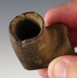 1 1/2" Sandstone Elbow Pipe with incised lin. Feurt Village Site in Scioto Co., Ohio. Ex. Copeland.