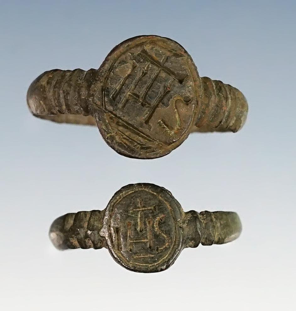 Nice pair of Trade Rings, both marked HIS. Recovered at the White Springs Site in Geneva, NY..