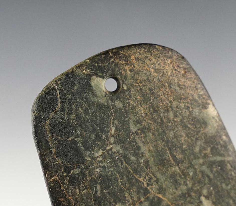 Thin 3 5/8" Anasazi/Hohokam drilled Stone Pendant found in New Mexico.