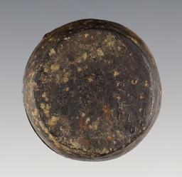 1 1/2" Cannel Coal Game Disc - Fox Field Sit, Mason Co., Kentucky. Broken and glued.