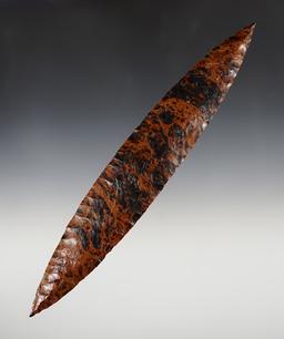 Huge 10 1/4" Colima Bi-Pointed Knife made from Mahogany Obsidian. Southern Mexico.